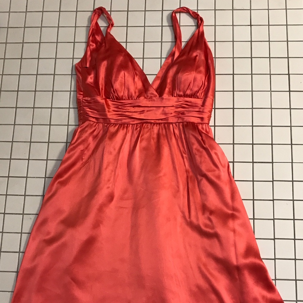 Calvin Klein Ruched Silk Neck Cocktail Dress